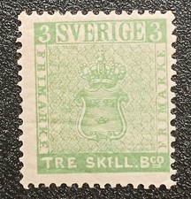 1855 Sweden Scott #1 Perf 13 MNH picture