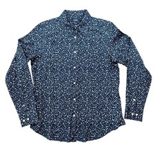 Chaps Button Down Shirt Womens M Blue Floral Ditsy Print Cottagecore Preppy picture