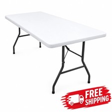 4FT 6FT 8FT Plastic Folding Table Cloth White Waterproof Party Indoor Outdoor picture