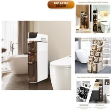 BGYMF 3-Tier Slim White Plastic Bathroom Storage Cart with Wheels picture