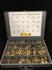 980pcs ASSORTMENT KIT- GRADE 8 BOLT, NUT, WASHER, & LOCK WASHER 1/4” 5/16” 3/8” picture