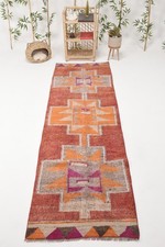 3,1x9,6 ft Turkish Rug, Herki Rug, Red Geometric Rug Wool picture