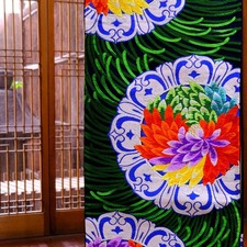 Japanese Vintage Silk Fukuro Obi Karahana Floral Navy Multicolor Kimono Sash picture