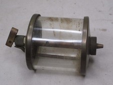 vintage brass & glass drip oiler sight feed gravity lubricator hit miss *PLEASE picture