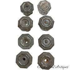 antique sandwich glass furniture knobs 19th pressed rare stepped octagon set 8pc picture
