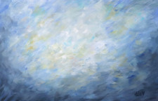 Blue Abstract Painting 48x30 Original Large Canvas Modern Wall Art Signed picture