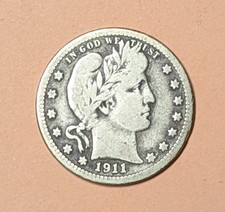 1911-S Barber Quarter - Low Mintage: Only 1.3M - Circulated - Fine to Very Fine picture
