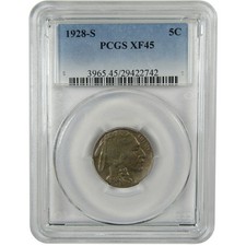 1928 S Indian Head Buffalo Nickel XF 45 PCGS 5c Coin Collectible picture