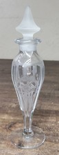 Antique Heisey Hexagon stem Wheel cut  Perfume / Cologne w/ stopper Empty 7 3/4