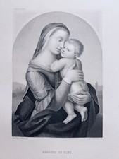 RAPHAEL SANTI MADONNA DI CASA ART 1872 ANTIQUE STEEL ENGRAVING PAINTING ENGRA... picture