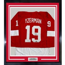 Framed Facsimile Autographed Steve Yzerman 35x39 Detroit Red Reprint Jersey picture