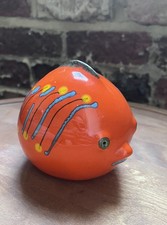 Italian hand painted “fishy” piggy bank. Deep orange. Vibrant colors. Unique  picture