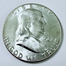 1961-P Franklin SILVER Half Dollar, ACTUAL 90% SILVER COIN SHOWN #11760 picture