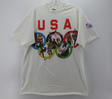 VINTAGE USA Olympic Shirt Men Large White 1997 Figure Skating Champions Cambells picture