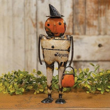 New Primitive Pumpkin Jack-o-Lantern Pauly RECYCLED METAL Halloween Fall 10.5