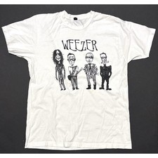 Weezer T Shirt Tee Mens Size Large Tim Burton Tultex Gently Worn White Black picture