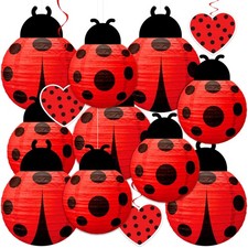 13PCS Ladybug Party Decorations Lanterns Hanging Swirls Set - Lady Bug Red Bl... picture
