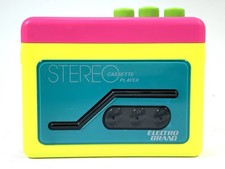 VTG 80’s Electro Brand Portable Neon Dayglo Cassette Player & Headphones • New picture