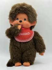 RARE Vintage Sekiguchi Monchichi Monkey Thumb Sucking Plush With Red Bib Boy 7in picture