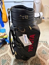 Vintage Toyota Golf Bag Belding Sports Leather.  Toyota Black and Red picture