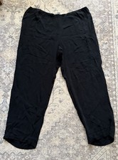 Eileen Fisher 100% Silk Wide Leg Pants 2X Black Minimalist Career Sustainable picture