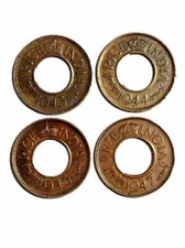  One Pice Hole Coin Set of All Dates 1943-44-45-47. British India 4 Coins Set  picture