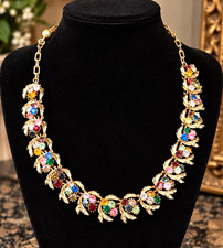 Vintage Judy Lee Statement Necklace – Gold Tone Textured Link Design – Signed picture