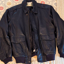 Vintage 90s L.L.Bean Black Leather Bomber Jacket Men's - Medium picture