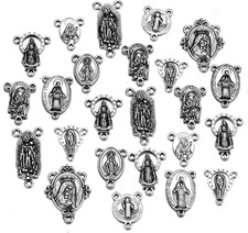 40Pcs Mix Style Antique Mary Medal Rosary Centerpiece Part Lot Oval Chandelier L picture
