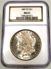 1881-CC MORGAN SILVER DOLLAR NGC MS-63 