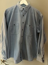 Vintage LL Bean Blue Button Chamois Flannel Work Shirt Men Large USA Made K10 picture