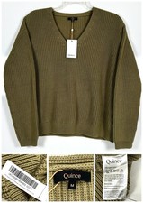 Quince 100% Organic Cotton Fisherman Crew Sweater Size Medium Herb Green NEW picture