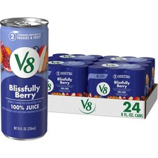 V8 Blissfully Berry 100% Fruit and Vegetable Juice, 8 fl oz Can 24 Pack picture