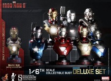 Hot Toys 1/6 Iron Man 3 Collectible Bust Deluxe Set of 8 Sideshow SEALED picture