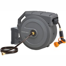 Giraffe Tools Retractable Garden Hose Reel with 78-130FT Hose & Metal Bracket picture