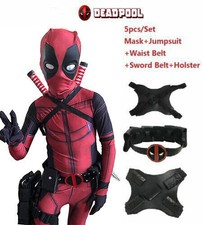 Kids Deadpool Costume Boys Halloween Cosplay Jumpsuit Bodysuits Accessories Gift picture