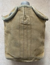 WWI US Army M1910 Aluminum Canteen Cover Set 1918 B.A. Co. Buckeye WWI Militaria picture
