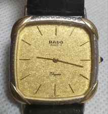 Rado Men Wristwatch Elegance Gold Square Black Quartz Works 600015 picture