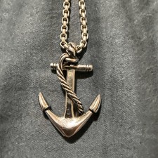 EFFY 925 Sterling Silver Anchor Sea Merchant Navy Pendant & Box Chain Effy picture