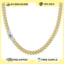 10K Gold Monaco Original Classic Link Stone Lock Chain 5mm 16'' 11.18g picture