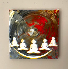 Buddha Resin Painting Enlightenment Meditation Art Buddhism Acrylic One of Kind picture