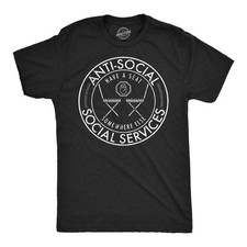 Mens Funny T Shirts Anti Social Social Services Tee For Men picture