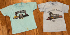 (2) VTG 80s Union Pacific & Sandy Dell Train Shirts Size Kids S/M Single Stitch picture