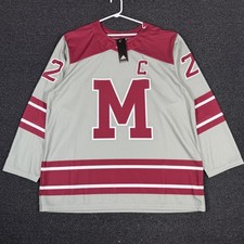 NWT Adidas UMass Minutemen Hockey Jersey Mens XL Grey Maroon 22 Captain $180 NEW picture