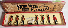 BRITAINS TOY SOLDIERS ROYAL WELSH FUSILIERS 23rd FOOT W/MASCOT VTG SET OF 8 IOB picture
