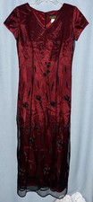 Vintage Virgo Formal Dress 6 Red Black Mesh Overlay Velvet Floral Goth 90s picture