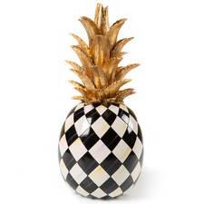MACKENZIE-CHILDS Courtly Harlequin Pineapple Sculpture Black & White Decor picture