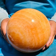 10.12LB Natural Crystal Sphere Stunning Honey Tone Yellow Calcite Ball Healing picture