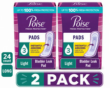 2x Incontinence Pads for Women, 3 Drop Light Absorbency, Long Length, 24 Count picture