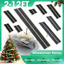 2/3/4/5/6/7/8/10/12FT Home Wheelchair Ramp Non-Skid Folding Aluminum Ramps Steps picture